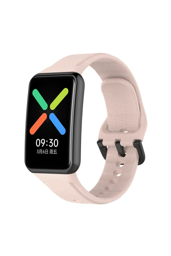 Oppo Watch Free Ile Uyumlu Silikon Tokalı Delikli Spor Silikon Kayış Pudra