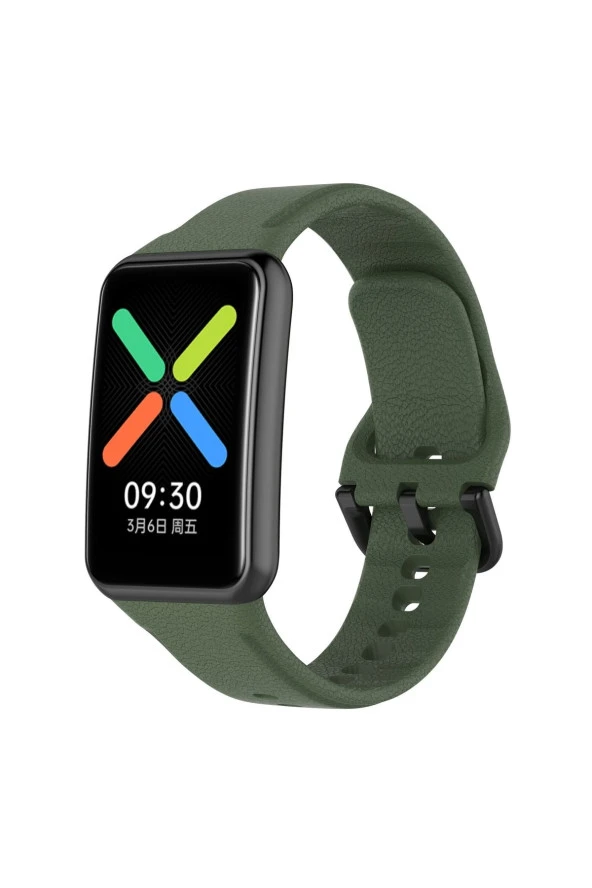 Oppo Watch Free Ile Uyumlu Silikon Tokalı Delikli Spor Silikon Kayış Haki ürün görseli