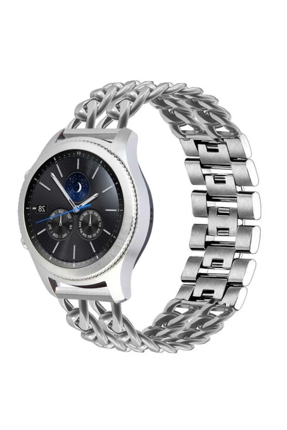 Huawei Watch Gt 3 Pro Ile Uyumlu 46 Mm Kordon Zincir Halkalı Metal Örgülü Gümüş