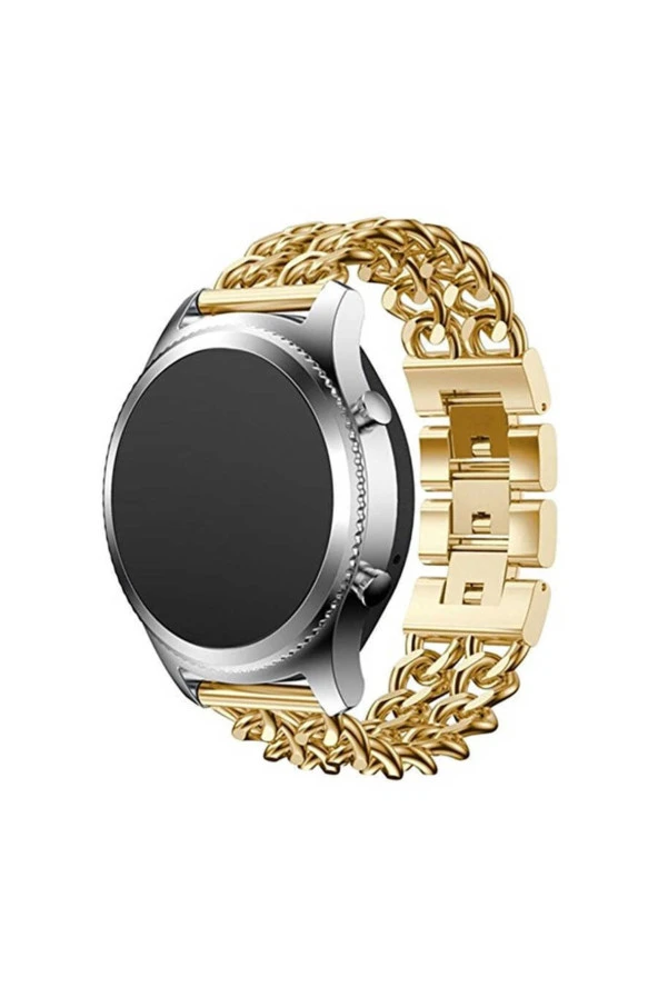 Huawei Watch Gt 3 Pro Ile Uyumlu 46 Mm Kordon Zincir Halkalı Metal Örgülü Gold