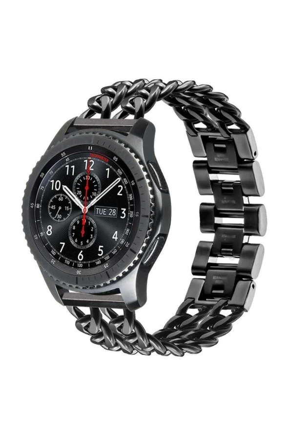 Huawei Watch Gt 3 Pro Ile Uyumlu 46 Mm Kordon Zincir Halkalı Metal Örgülü Siyah