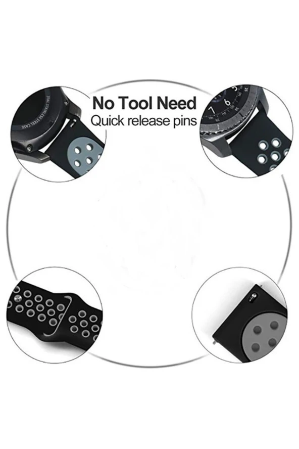 Huawei Watch Gt 3 Pro Ile Uyumlu 46mm Delikli Spor Kayış Kırmızı-gökkuşağı - Resim 4