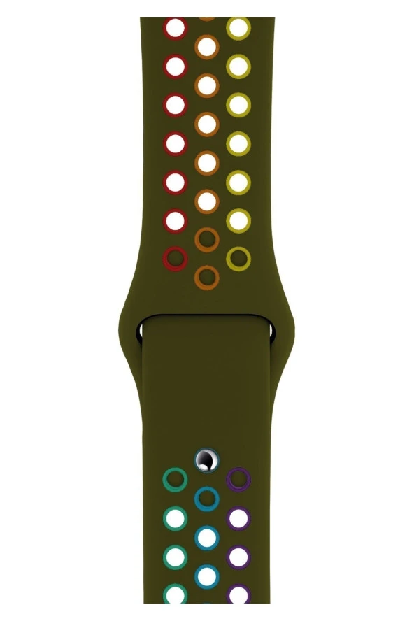 Huawei Watch Gt 3 Pro Ile Uyumlu 46mm Delikli Spor Kayış Yeşil-gökkuşağı