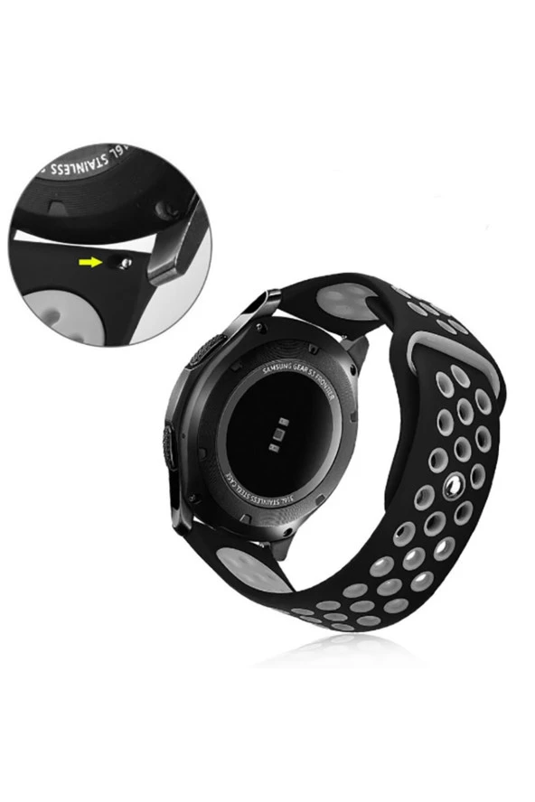 Huawei Watch Gt 3 Pro Ile Uyumlu 46mm Delikli Spor Kayış Siyah-gökkuşağı - Resim 5