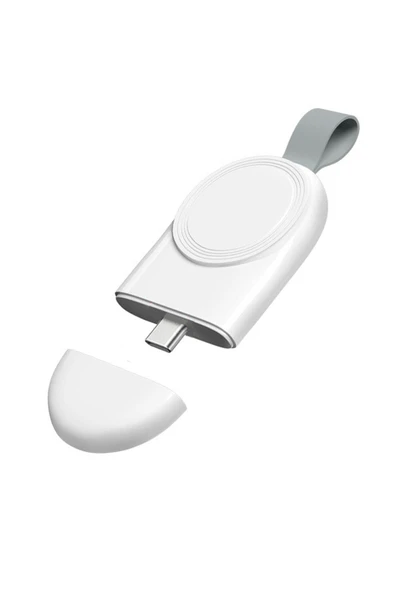 Apple Watch Serisi Ile Uyumlu Type-c Manyetik Taşınabilir Kablosuz Şarj Cihazı Beyaz - Resim 8