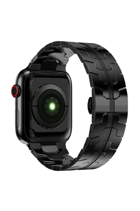 Apple Watch 5 42mm Ile Uyumlu Mahrez Metal Kordon Siyah - Resim 6