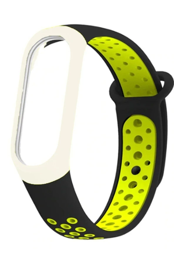 Mi Band 4 Sports Uyumlu Delikli Kayış Siyah Yeşil ürün görseli