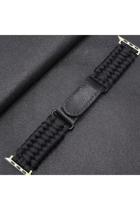 Apple Watch 3/4/5/6 Ile Uyumlu 38mm Kayış Hasır Örme Stricken Kordon Siyah ürün görseli