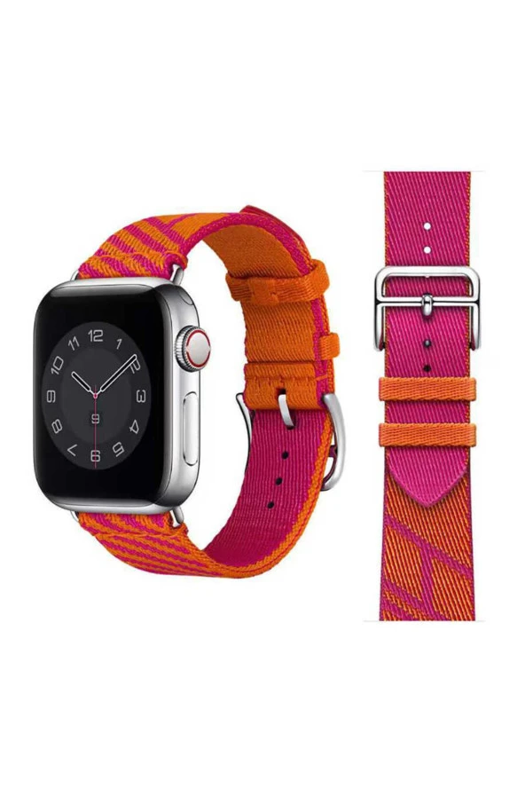 Apple Watch 7 Ile Uyumlu 45mm Kayış Tasarım Kademeli Inaki Metal Alaşım Toka Hasır Kordon Floransa
