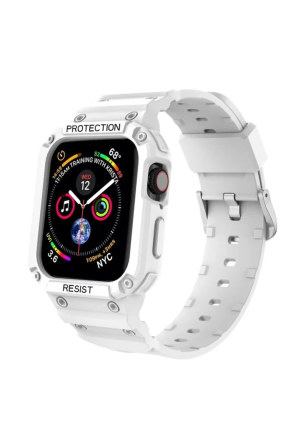 Watch 7 Ile Uyumlu Double Protect 41mm Gnabry Antishok Kordon Beyaz  Uyumlu