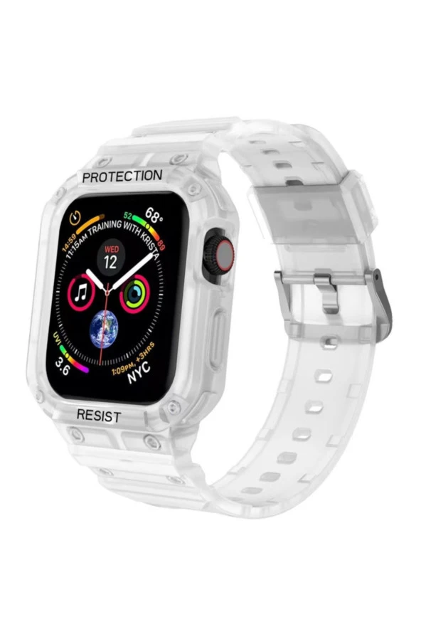 Apple Watch 7 Ile Uyumlu Double Protect 45mm Gnabry Antishok Kordon Şeffaf