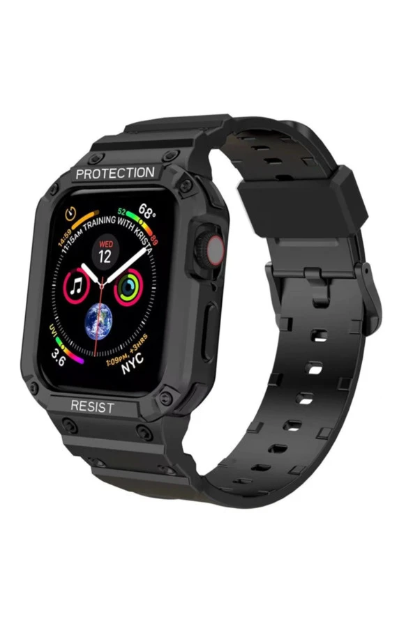 Apple Watch 4 Ile Uyumlu Double Protect 38-40 Mm Gnabry Antishok Kordon Siyah ürün görseli
