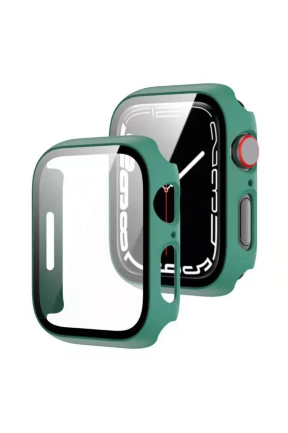 Uyumlu Watch 7 Uyumlu 45mm Için Tpu Çerçeveli Ekran Koruyuculu Ön Çerçeve Kılıf Yeşil ürün görseli