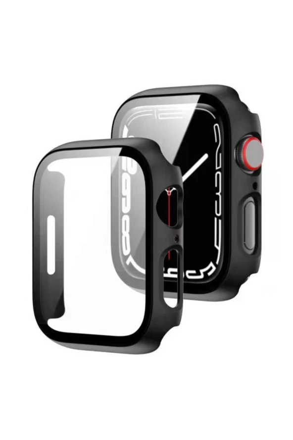 Watch 7 Uyumlu 45mm Için Tpu Çerçeveli Ekran Koruyuculu Ön Çerçeve Kılıf Siyah