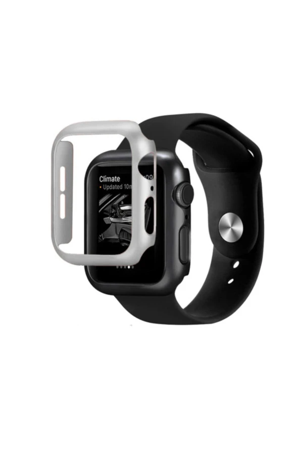 Watch 7 Uyumlu 45mm Için Tpu Çerçeveli Ekran Koruyuculu Ön Çerçeve Kılıf Gümüş ürün görseli