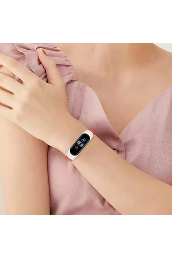 Xiaomi Mi Band 6 Uyumlu Mixed Hasır Örme Kordon Kayış Siyah - Resim 3