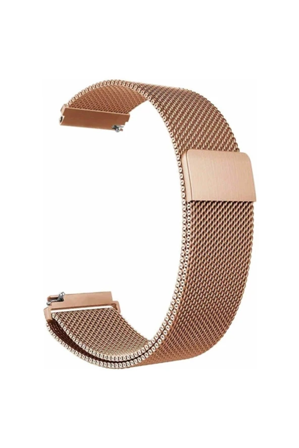 Huawei Watch 3 Pro Uyumlu Kordon Hasır Metal Örgülü Rose Gold ürün görseli