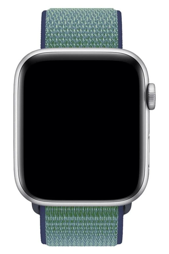 Apple Watch 38mm Uyumlu Kayış Spor Loop Kordon Yeşil Lacivert - Resim 3