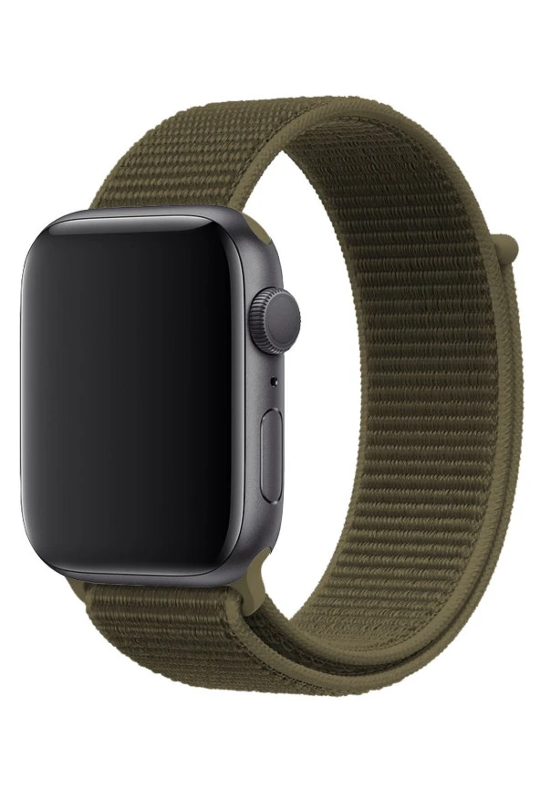 Apple Watch 44mm Uyumlu Kayış Spor Loop Kordon Komando Yeşili