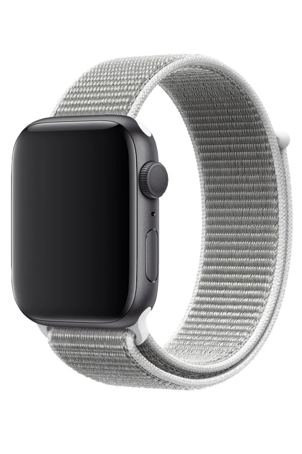 Apple Watch 42mm Uyumlu Kayış Spor Loop Kordon Beyaz-gri