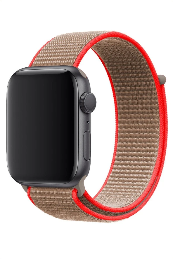 Apple Watch 44 mm Uyumlu Kayış Spor Loop Kordon Neon Kahve