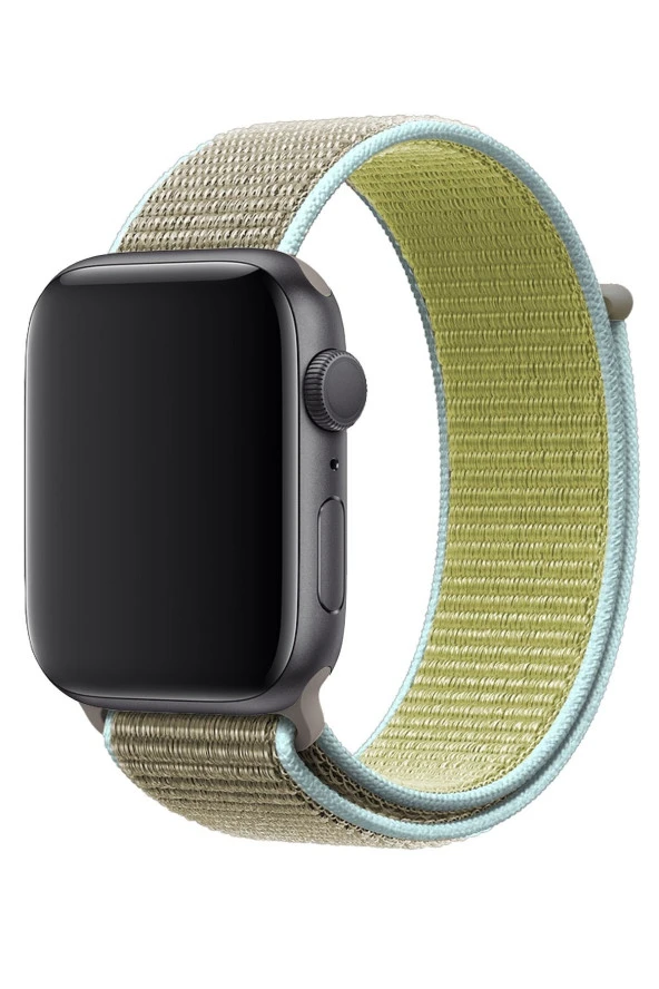 Apple Watch 38mm Uyumlu Kayış Spor Loop Kordon Yeşil Kahve