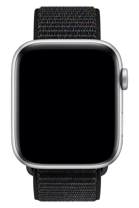 Apple Watch 44mm Uyumlu Kayış Spor Loop Kordon Kırçıllı Siyah - Resim 3