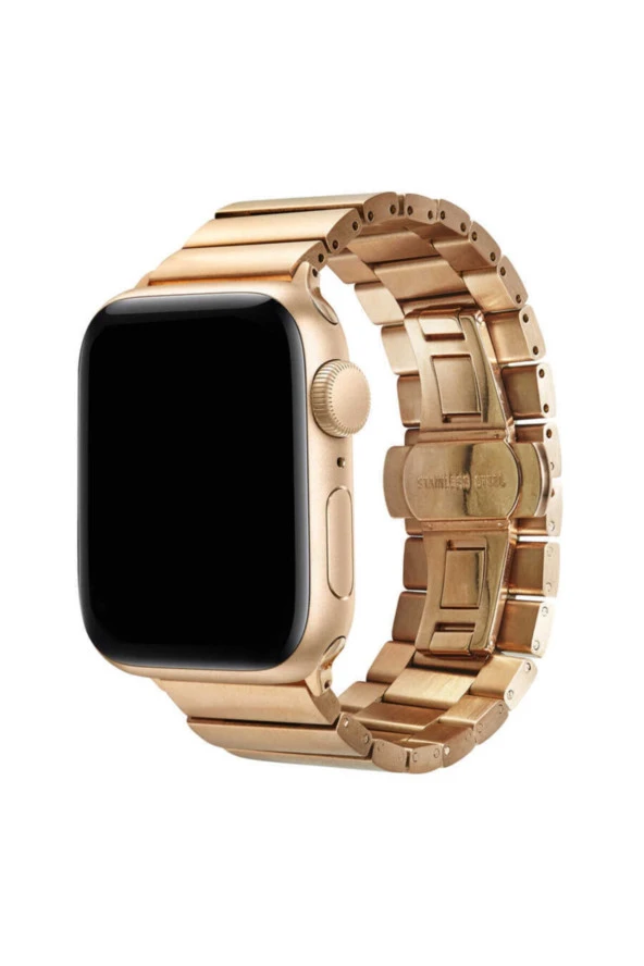 Apple Watch 44mm Metal Arjen Katlamalı Kordon Rosegold