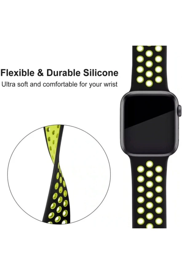 Apple Watch 38mm Uyumlu Beyaz  Delikli Spor Kayış - Resim 2