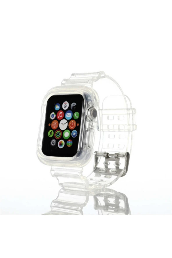 Apple Watch 40mm Serrated Silikon Kordon Şeffaf