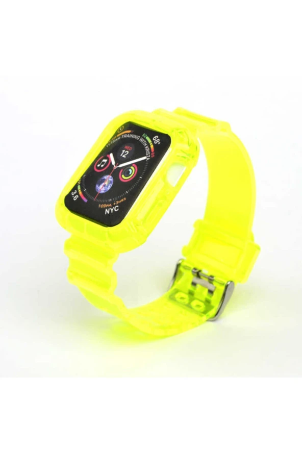 Apple Watch 44mm Serrated Silikon Kordon Sarı