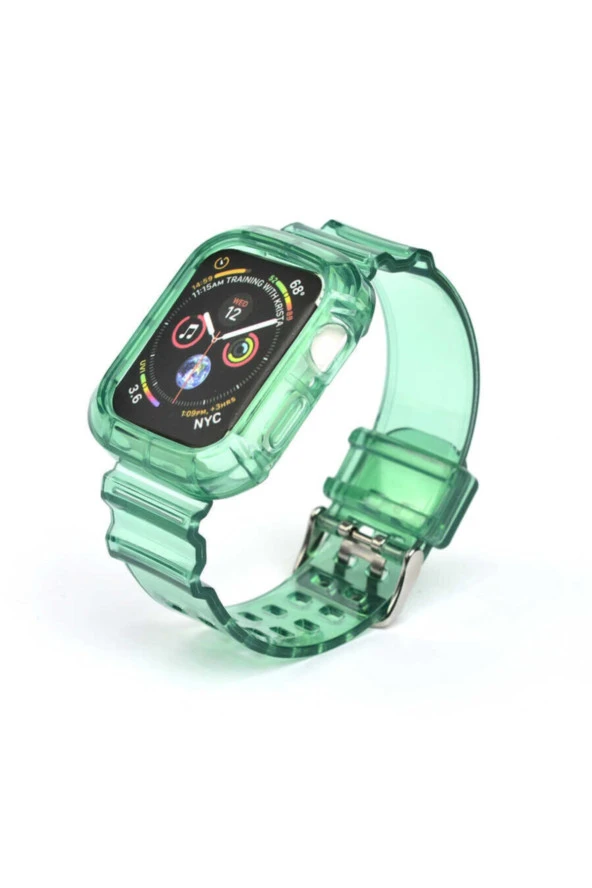 Apple Watch 38mm Serrated Silikon Kordon Yeşil