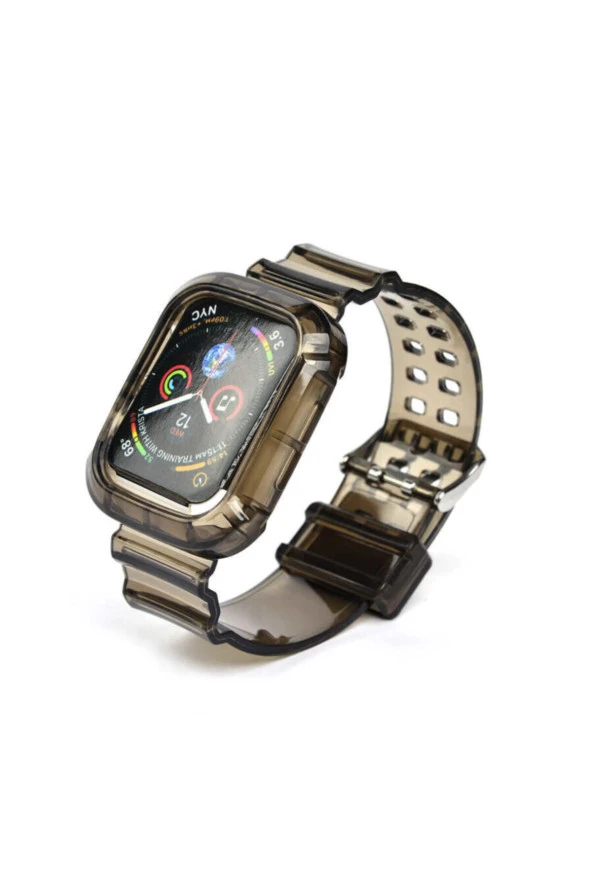 Apple Watch 42mm Serrated Silikon Kordon Siyah