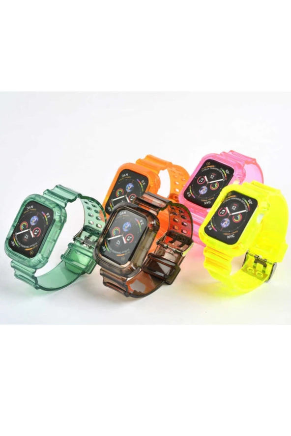 Apple Watch 42mm Serrated Silikon Kordon Şeffaf - Resim 4