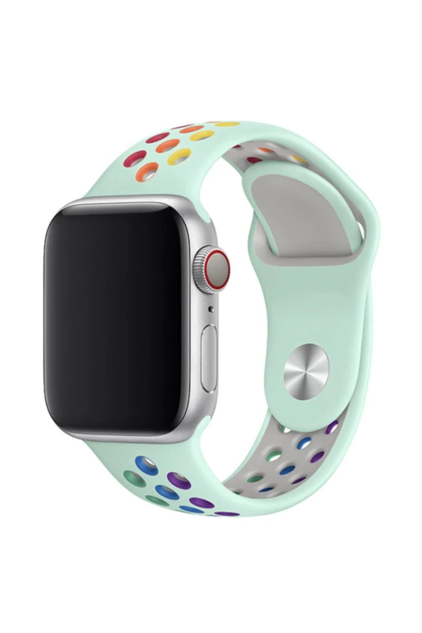 Apple Watch 42/44mm Delikli Spor Slikon Renkli Kordon Beyaz ürün görseli