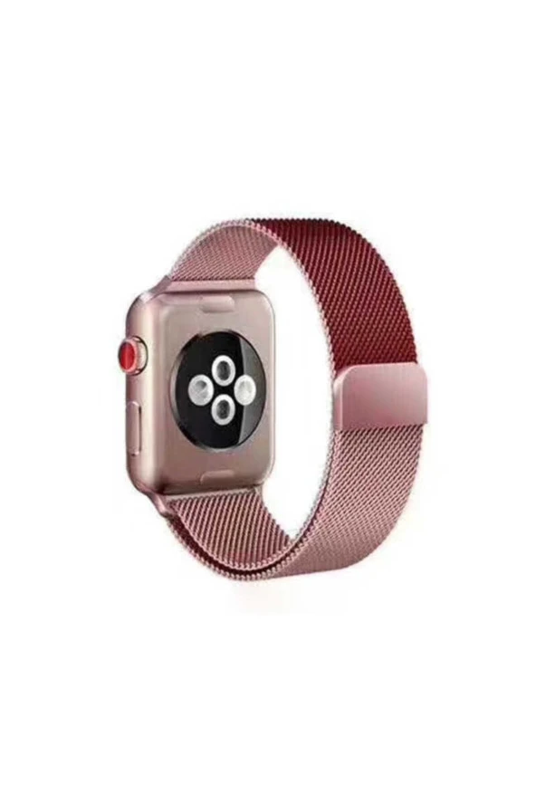Apple Watch 38-40mm Çift Renk Desenli Şık Metal Kordon Rosegold-kırmızı ürün görseli