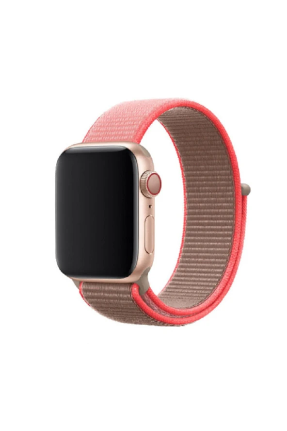 Apple Watch 42-44mm Bilekli Kumaş Kayış Kordon Açık Pembe Fabric K20