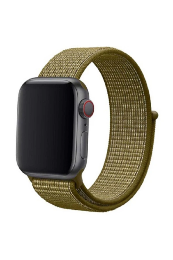 Apple Watch 38-40 mm Bilekli  Koyu Yeşil Fabric Kumaş Kayış Kordon