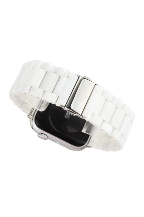 Apple Watch 44mm Metal Seramik Kordon Beyaz - 3