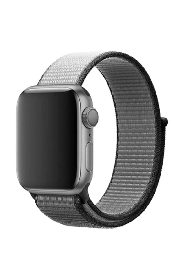 Apple Watch 40mm Bilekli Kumaş Kayış Kordon Two Gri