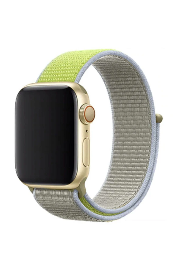 Apple Watch 40mm Bilekli Kumaş Kayış Kordon Yeşil Gri