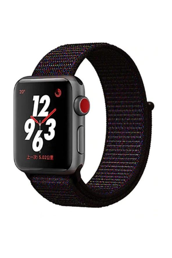 Apple Watch 44mm Bilekli Kumaş Kayış Kordon Noktalı Siyah