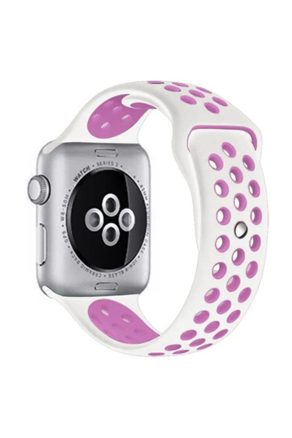 Apple Watch 4 3 2 1 Delikli Spor Kayış 44mm Beyaz-mor ürün görseli