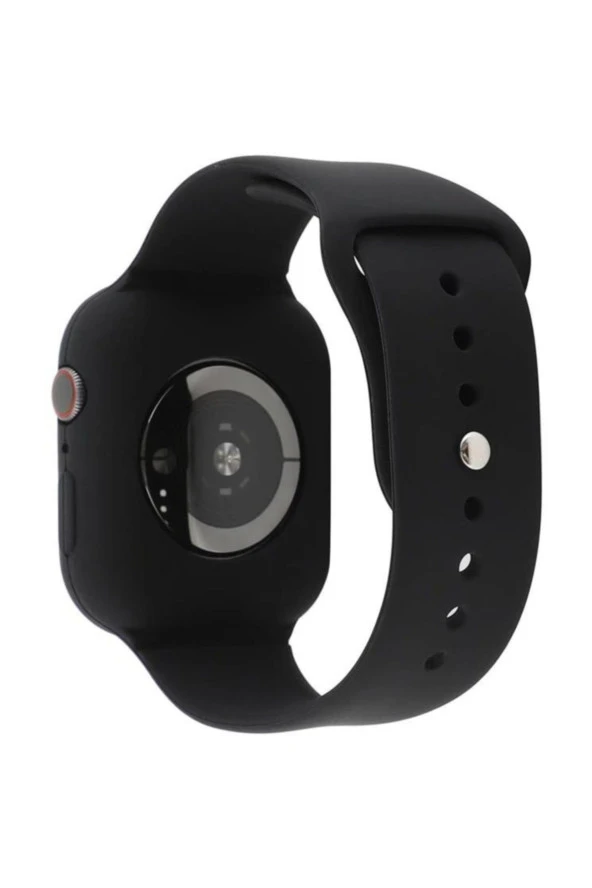 Apple Watch Için 44mm Full Silikon Koruma Kordon Siyah Ent - Resim 2