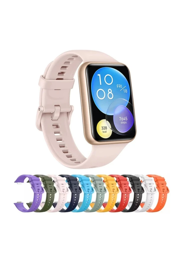 Huawei Watch Fit 2 Ile Uyumlu Saat Kayışı Uyumlu Spor Saat Kontrast Renkli Lagniappe Silikon Kordon - Resim 4