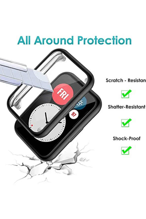 Huawei Watch Fit 2 Ile Uyumlu Tpu Çerçeveli Tam Kapatan Ekran Koruyucu Çerçeve Kılıf - Resim 5