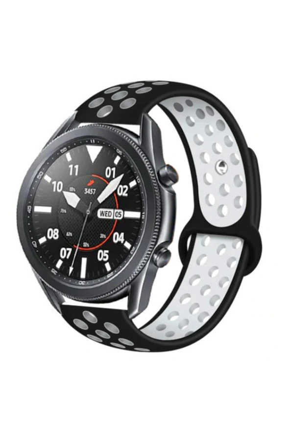 Siyah Watch 3 45mm Delikli  Spor Akıllı Saat Kordon - 1