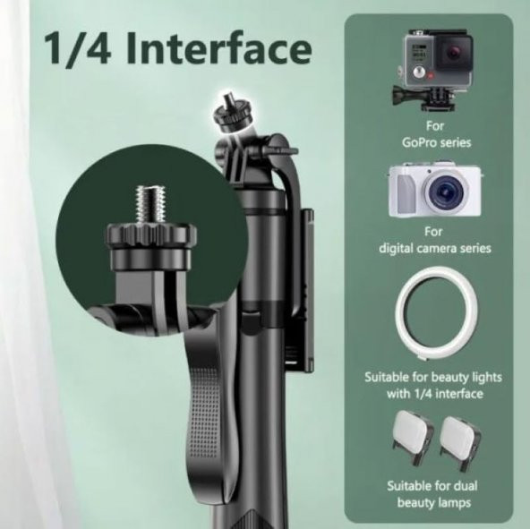 Profesyonel Tripod Ve Selfie Çubuğu L16 Bluetooth Uzaktan Kumandalı 153 cm Ayarlanabilir Tripod - 5