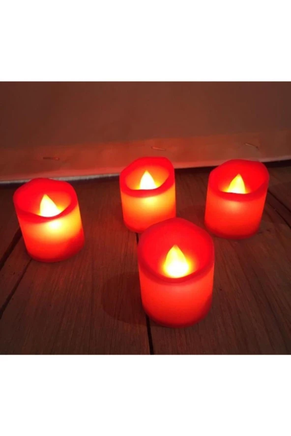 3 Lü Led Dumansız Pilli Mum Işık Kırmızı - 4