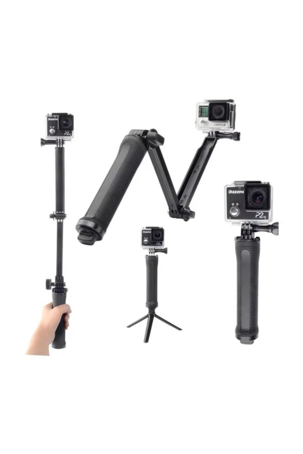 Aksiyon Kamera Monopod Çubuğu Stand Mini Tripod 3in1 3 Farklı Kullanım